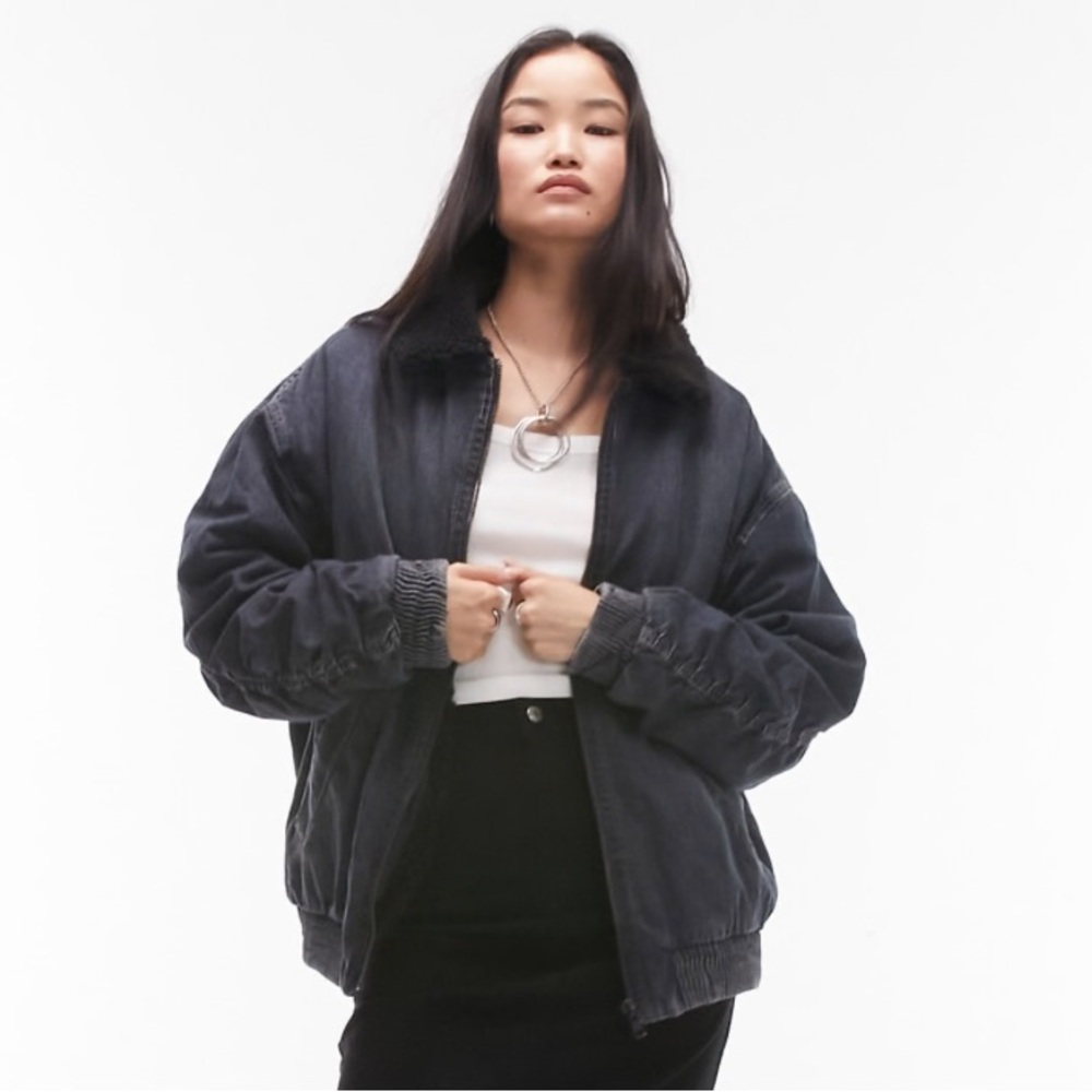 ISO IN SEARCH OF! Topshop Denim and Borg Bomber Jacket - Sz 2 or 4
